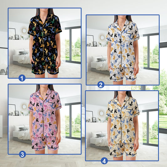 Mystic Dragon Pajamas Set, Cute Bookish Pajama Sleepwear Short Long Sleeve Pajama Set, Retro Fantasy Reader Home Wear, Girl Romantasy Set