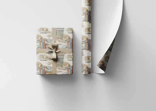 Cute Retro Bookish Wrapping Paper for Book Lovers Cat moms Librarian Gift Wrap for Readers and Book Club Members #3