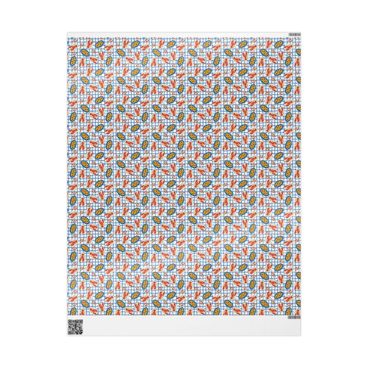 Tomato Girl Summer Wrapping Paper Mediterranean Tinned Fish, Lobsters & Foodie Gift Wrap Chef Vintage Seafood Birthday Nautical Coastal art