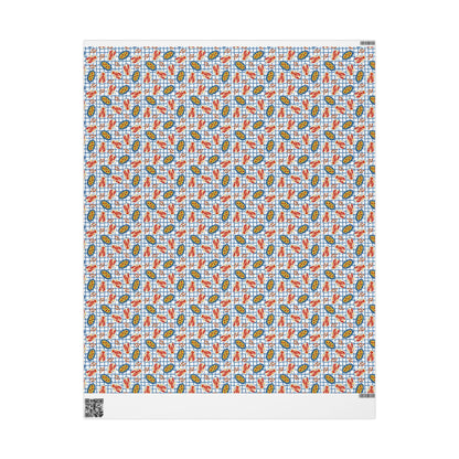 Tomato Girl Summer Wrapping Paper Mediterranean Tinned Fish, Lobsters & Foodie Gift Wrap Chef Vintage Seafood Birthday Nautical Coastal art