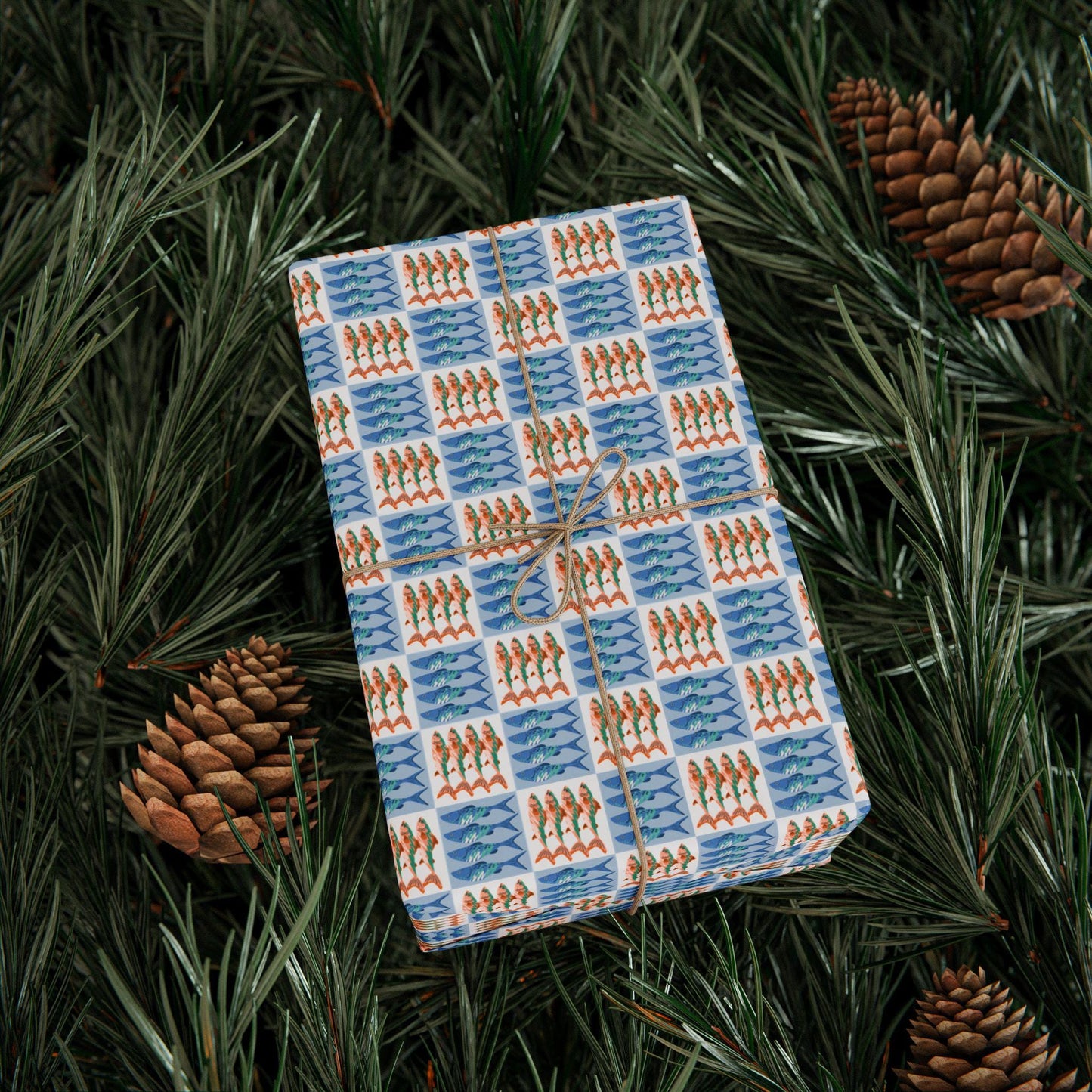 Retro Sardine and Seafood Print Tin fish Wrapping Paper Italian Summer Gift Wrap Custom chef Mediterranean Foodie Gifts & Amalfi Coast