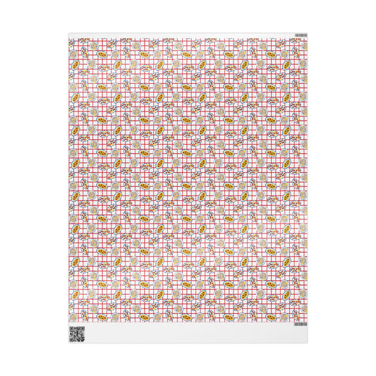 Seafood Print Wrapping Paper Vintage tinned  pasta oyster print art Art Gift Wrap for Foodies, Coastal Weddings, Tomato Girl Italian Summer
