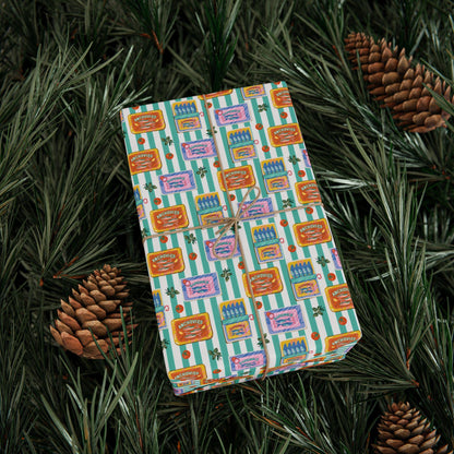 Sardine Print Wrapping Paper Mediterranean tinned fish Fisherman Aesthetic Vintage Food Art for Seafood print foodie Gifts Amalfi Coast