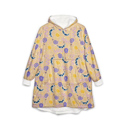 Celestial Sun & Moon Sherpa Blanket Hoodie: Cozy Astrology Loungewear