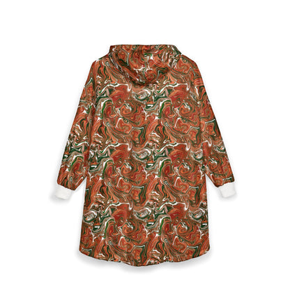Terracotta Swirl Blanket Hoodie: Earth Tones Cozy Wearable Throw