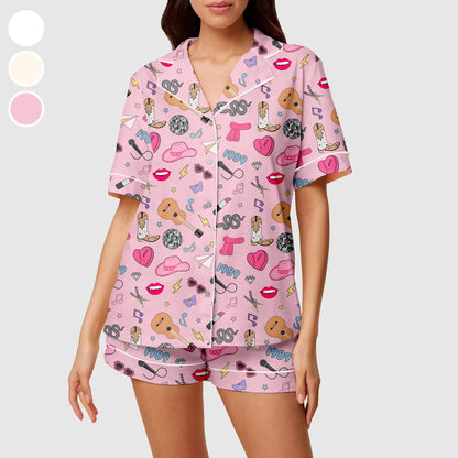 Pop Star Singer Pajamas Set, Satin Pajamas, Womenswear, Gift For Her, Silk Loungewear, Soft and Comfort Pajamas