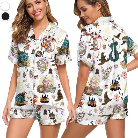 Halloween Wizard Magic Pajama Set, Cute Owl Sleepwear, Witch Theme Homewear, Cozy Sleepwear For Fans, Cute Witchy Vibes Gift For Her