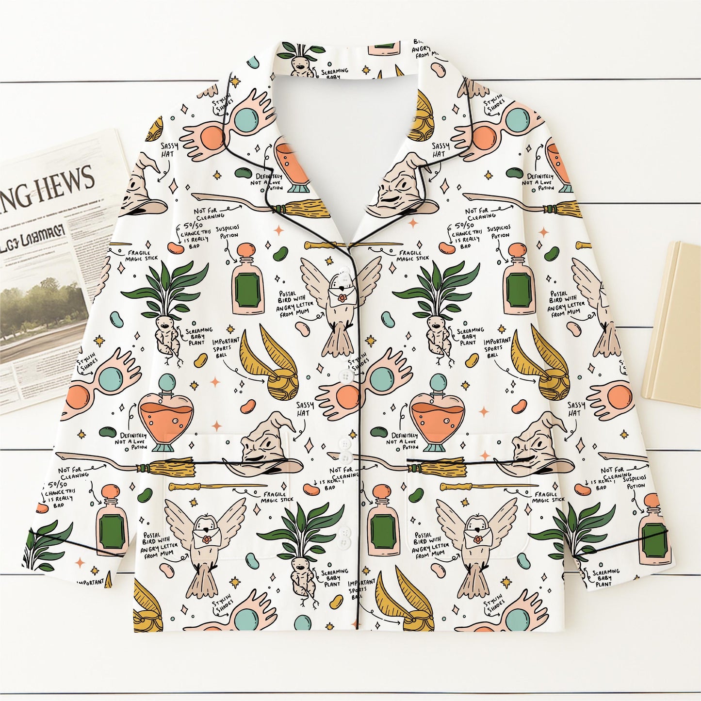 Halloween HP Movie Pajamas Set, Halloween Wizard Movie Nightwear, Magic Kingdom Sleepwear, Cozy Homewear For Witch Movie Fan