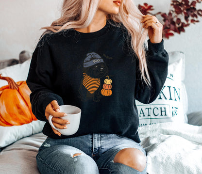 Halloween Dog Sweatshirt, Boo Hat Black Dog Shirt, Cute Pumpkin Fall Pet Shirt, Cute Dog in Halloween Costume, Cute Halloween Dog