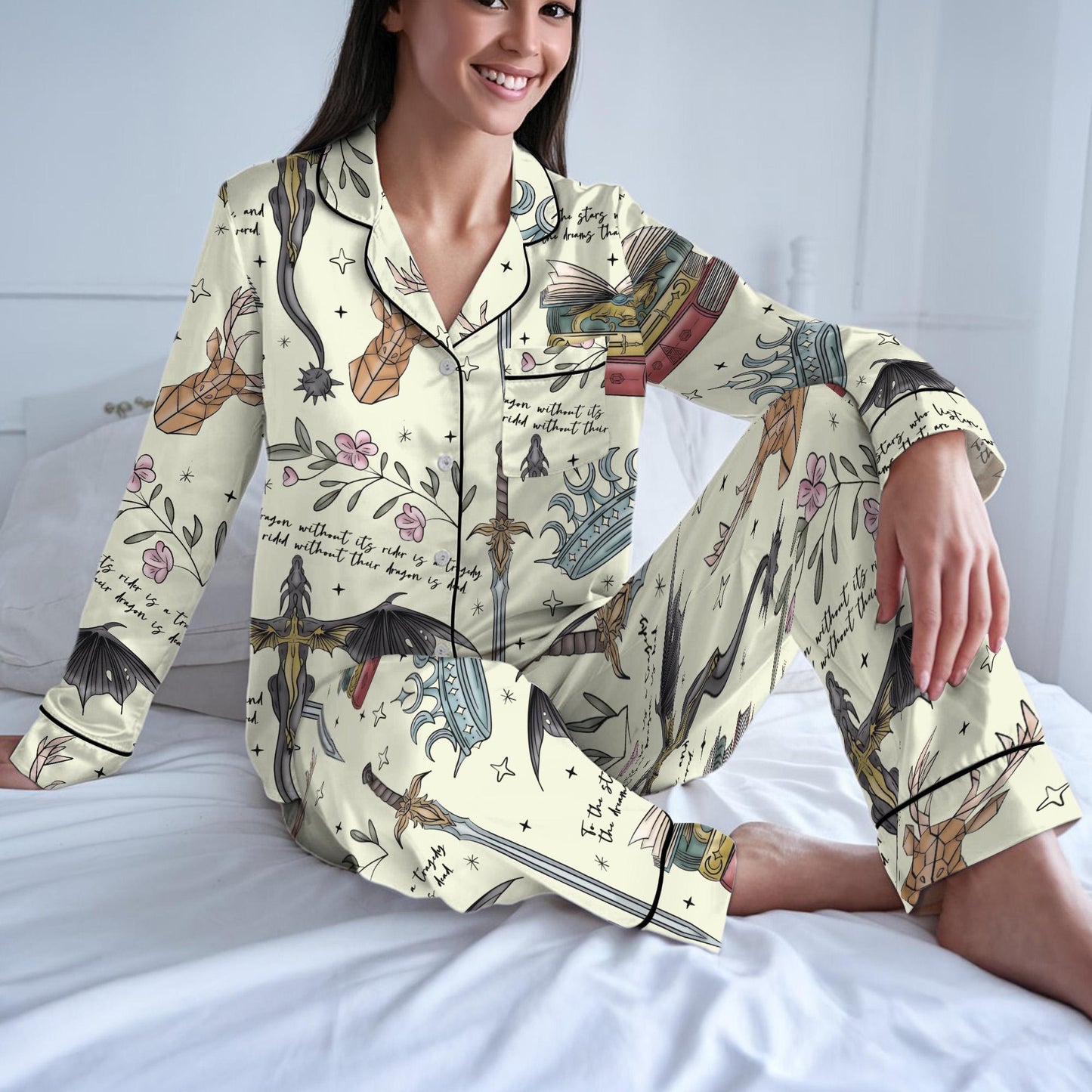 Fourth Wing Pajama Set, Basgiath War College Sleepwear, Dragon Rider Pajamas, Violet Sorrengail Loungewear, Rebecca Yorros, Xaden Riorson