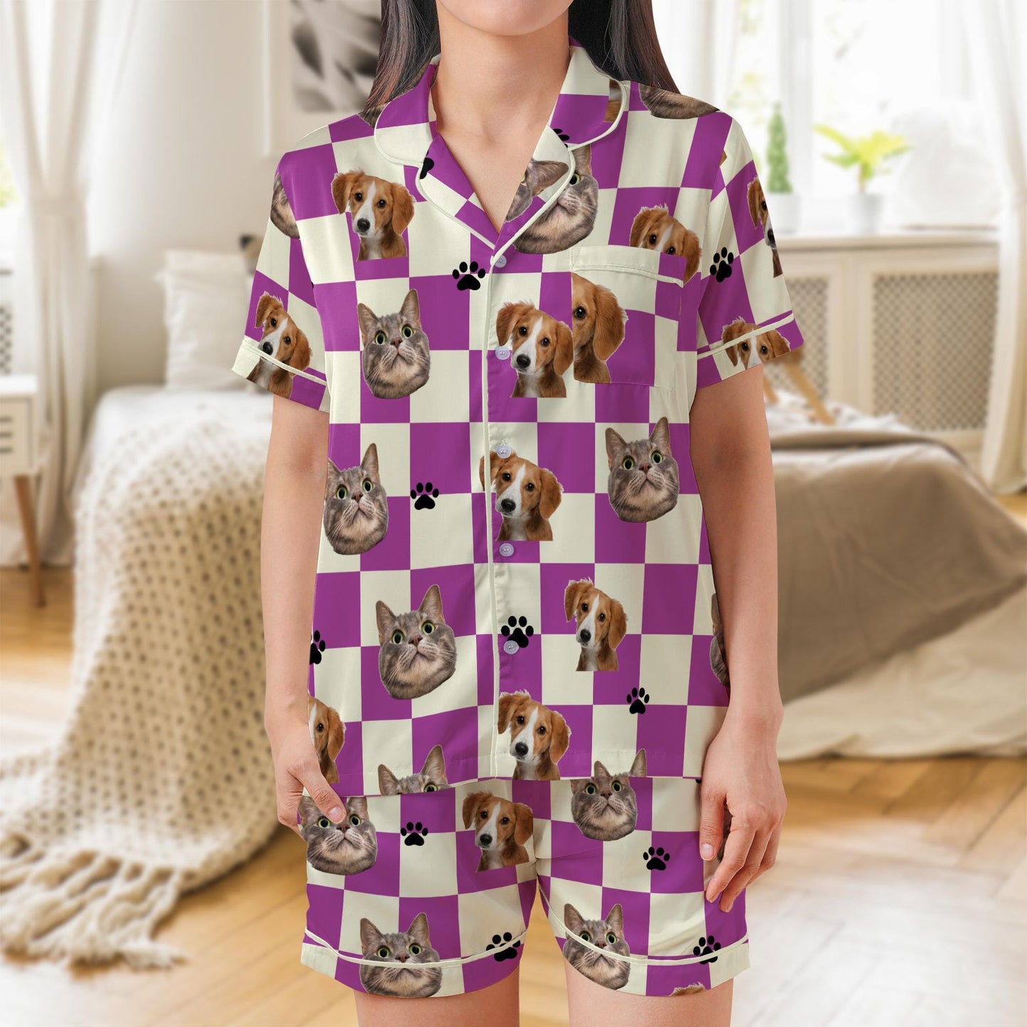 Personalized Dog Cat Pajama Set, Custom Pet Sleepwear, Dog Face, Personalized Pet Head Face Loungewear, Custom Pet Photo, Memorial Pet Loss