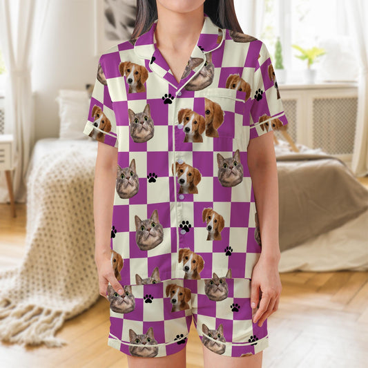 Personalized Dog Cat Pajama Set, Custom Pet Sleepwear, Dog Face, Personalized Pet Head Face Loungewear, Custom Pet Photo, Memorial Pet Loss