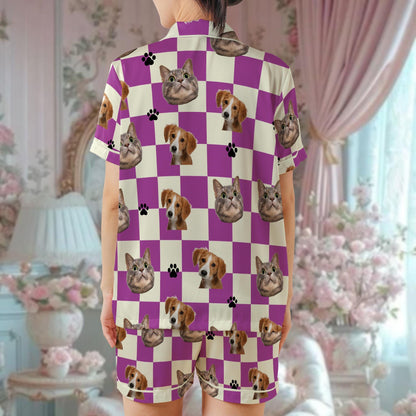 Personalized Dog Cat Pajama Set, Custom Pet Sleepwear, Dog Face, Personalized Pet Head Face Loungewear, Custom Pet Photo, Memorial Pet Loss