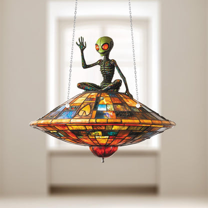 Alien Spaceship Window Hanging – Whimsical Outer Space Decor for Sci-Fi Fans, UFO Enthusiasts, or Fun Gifts to Spark Curiosity and Laughter