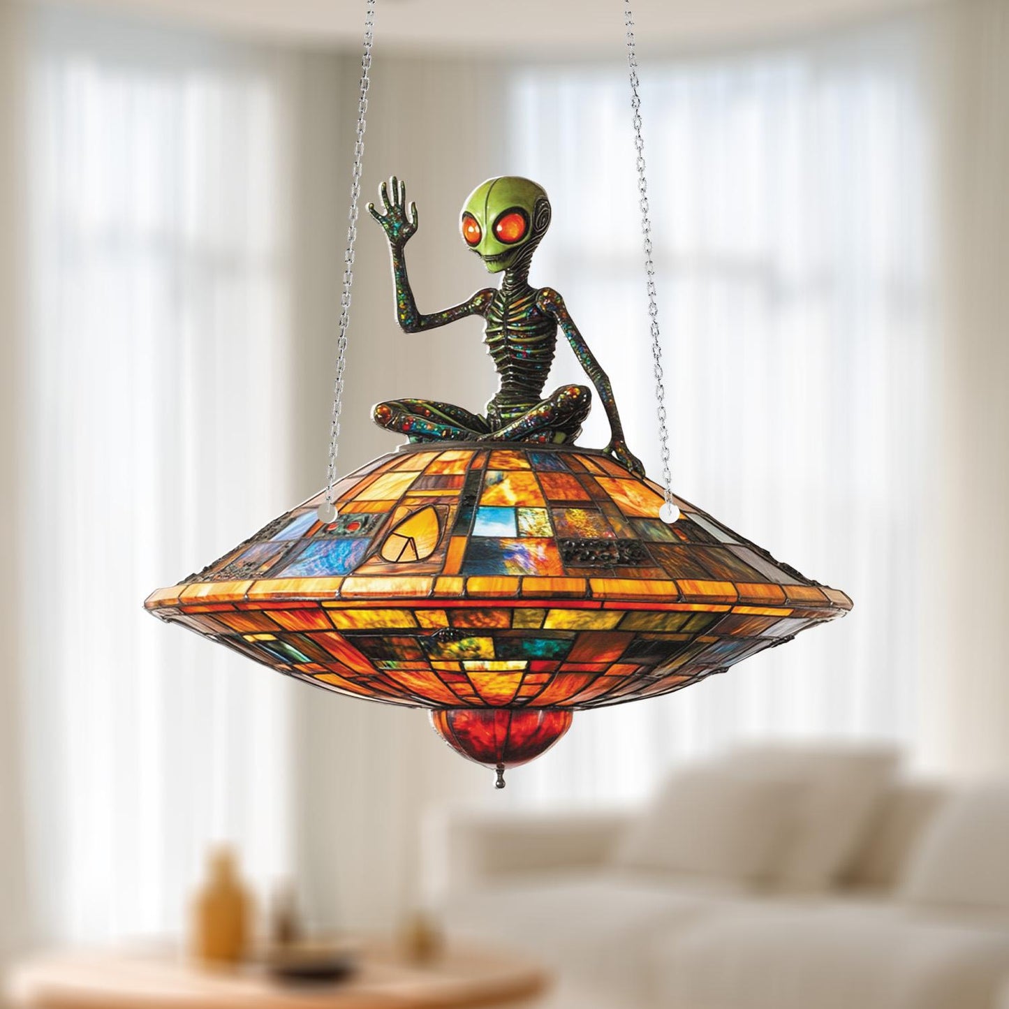 Alien Spaceship Window Hanging – Whimsical Outer Space Decor for Sci-Fi Fans, UFO Enthusiasts, or Fun Gifts to Spark Curiosity and Laughter