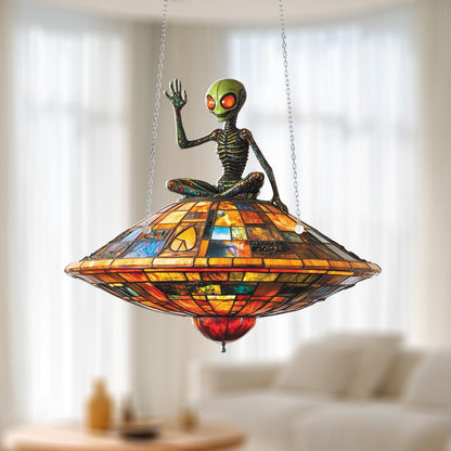 Alien Spaceship Window Hanging – Whimsical Outer Space Decor for Sci-Fi Fans, UFO Enthusiasts, or Fun Gifts to Spark Curiosity and Laughter
