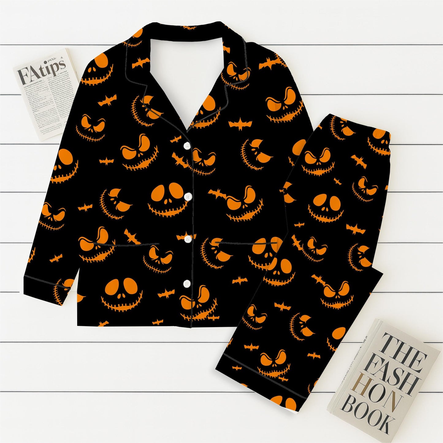 Halloween Spooky Pumpkin Face Pajamas Set, Scary Pumpkin Sleepwear, Cozy Loungewear, Spooky Season Gift, Halloween Gift