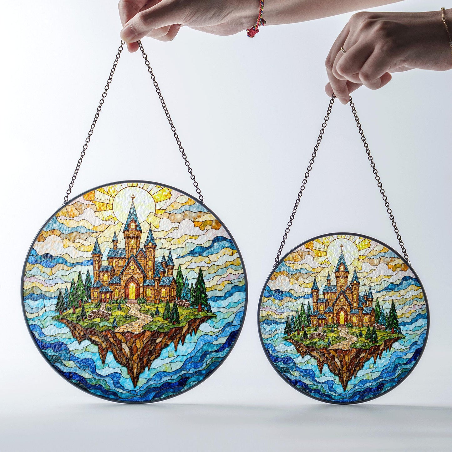 Floating Castle Fantasy Suncatcher Stained Glass Window Decor Gift