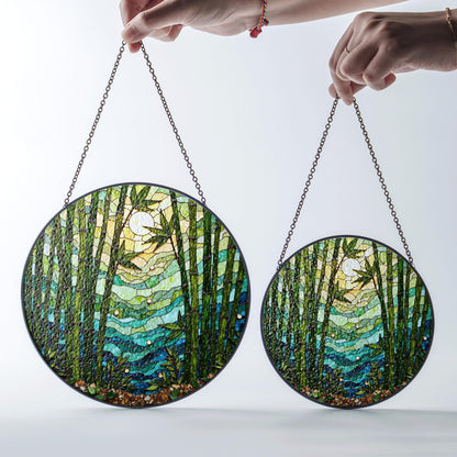 Tranquil bamboo forest stained glass suncatcher nature decor for window light catcher Mothers Day gift