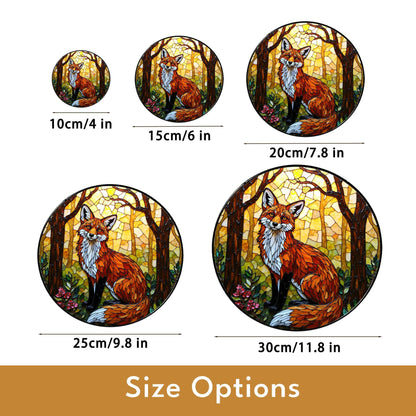Forest Fox Stained Glass Suncatcher Woodland Animal Window Decor Gift