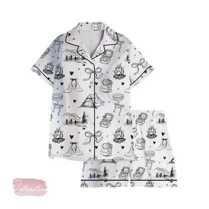 Camp Bachelorette Pajama Set – Bride Camping Party Short Sleeve Sleepwear, Cute Outdoor Wedding Loungewear Gift