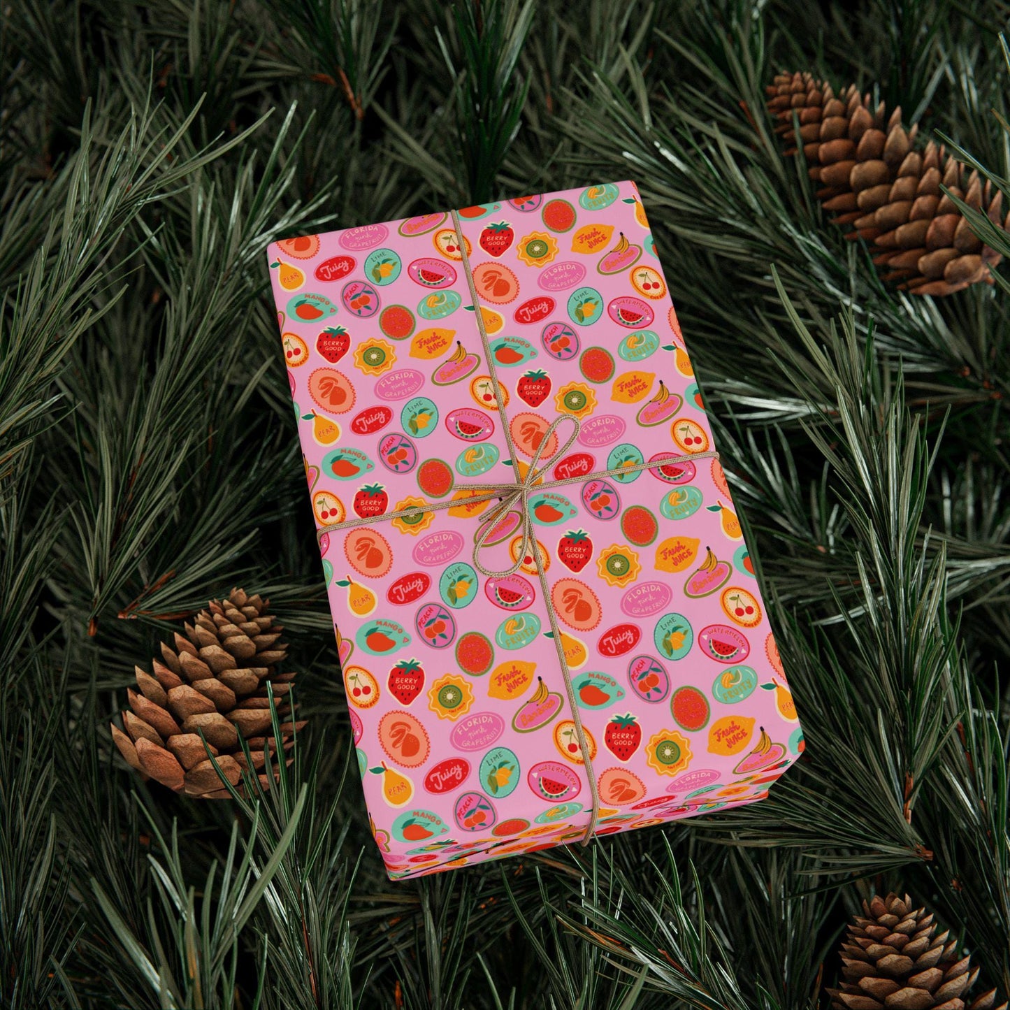 Tropical fruits Wrapping Paper Coconut girl Beachy Gift Wrap Beach Exotic fruits Hawaii Birthday bachelorette ocean coastal wedding wrapping