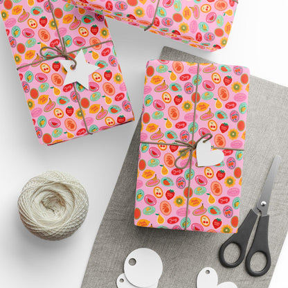 Tropical fruits Wrapping Paper Coconut girl Beachy Gift Wrap Beach Exotic fruits Hawaii Birthday bachelorette ocean coastal wedding wrapping