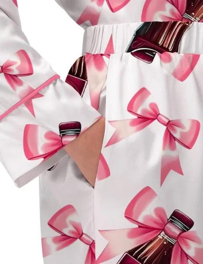 Coquette Pepper Drink Satin Pajama Set For Women  Pajamas Set