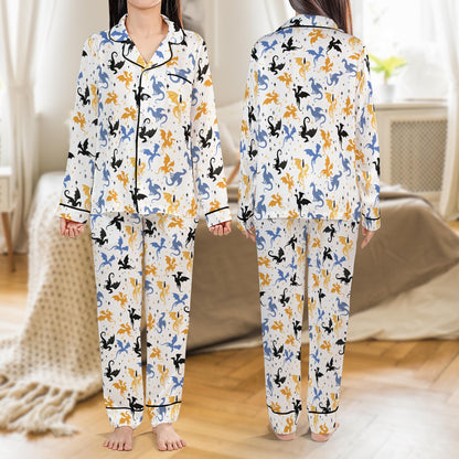 Mystical Dragon Pajama Set, Fantasy Book Sleepwear for Readers, Romantasy Nightwear, Book Lover Gift, Short Long Sleeve Pajama Set for Women