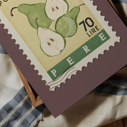 Pear Poster, Pear Fruit Market Print | Italian Food Art | Vintage Fruit Poster, Pear Wall Art, Food Illustration