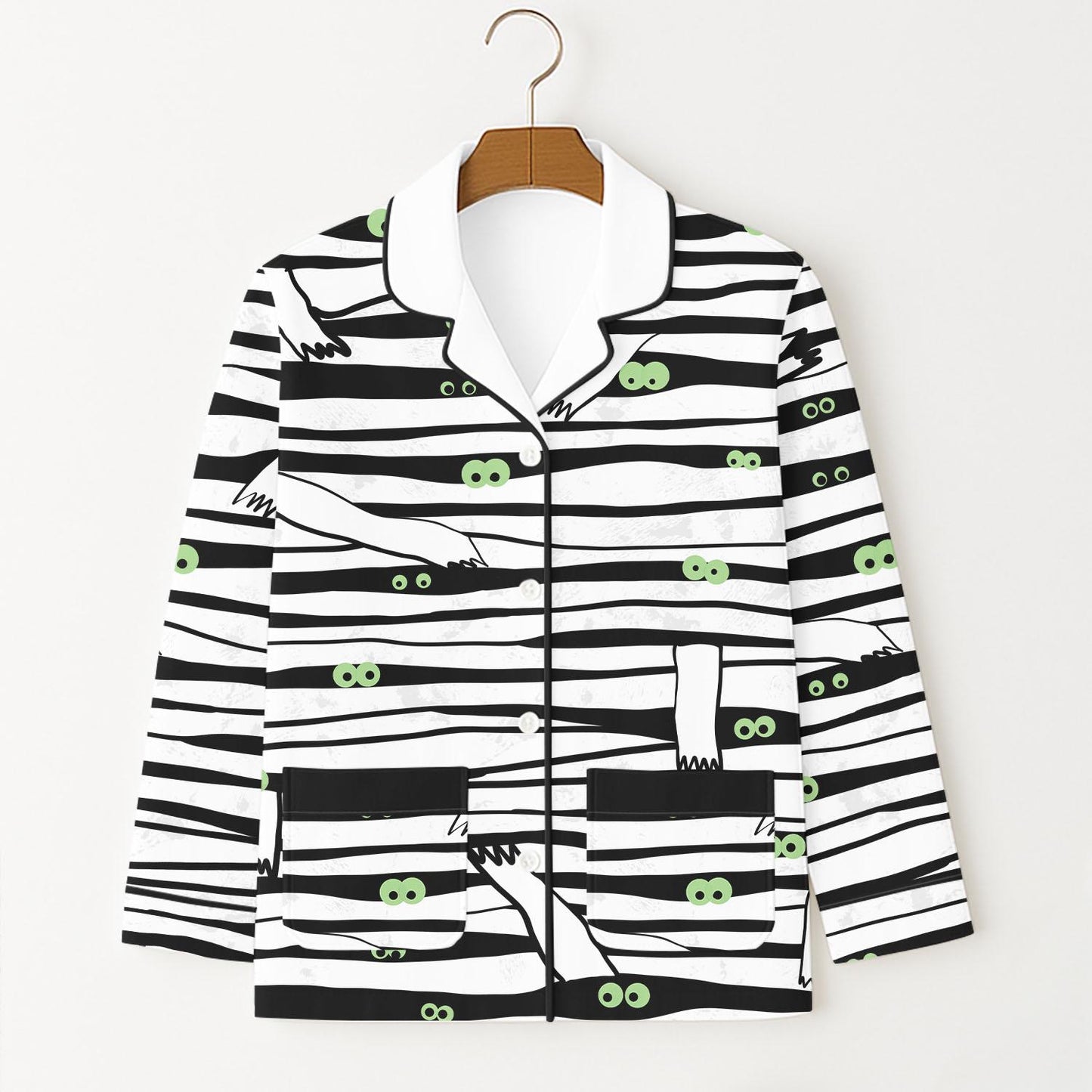 Mummy Halloween Pajamas Set, Halloween Characters Sleepwear, Mummy Long Sleeve Shirt, Horror Holiday Gift, Halloween Homewear