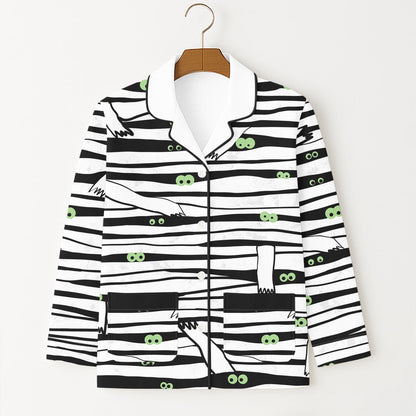 Mummy Halloween Pajamas Set, Halloween Characters Sleepwear, Mummy Long Sleeve Shirt, Horror Holiday Gift, Halloween Homewear