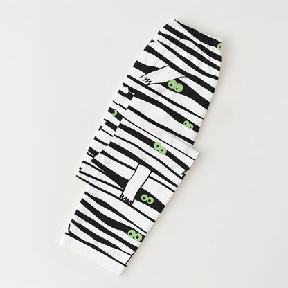 Mummy Halloween Pajamas Set, Halloween Characters Sleepwear, Mummy Long Sleeve Shirt, Horror Holiday Gift, Halloween Homewear