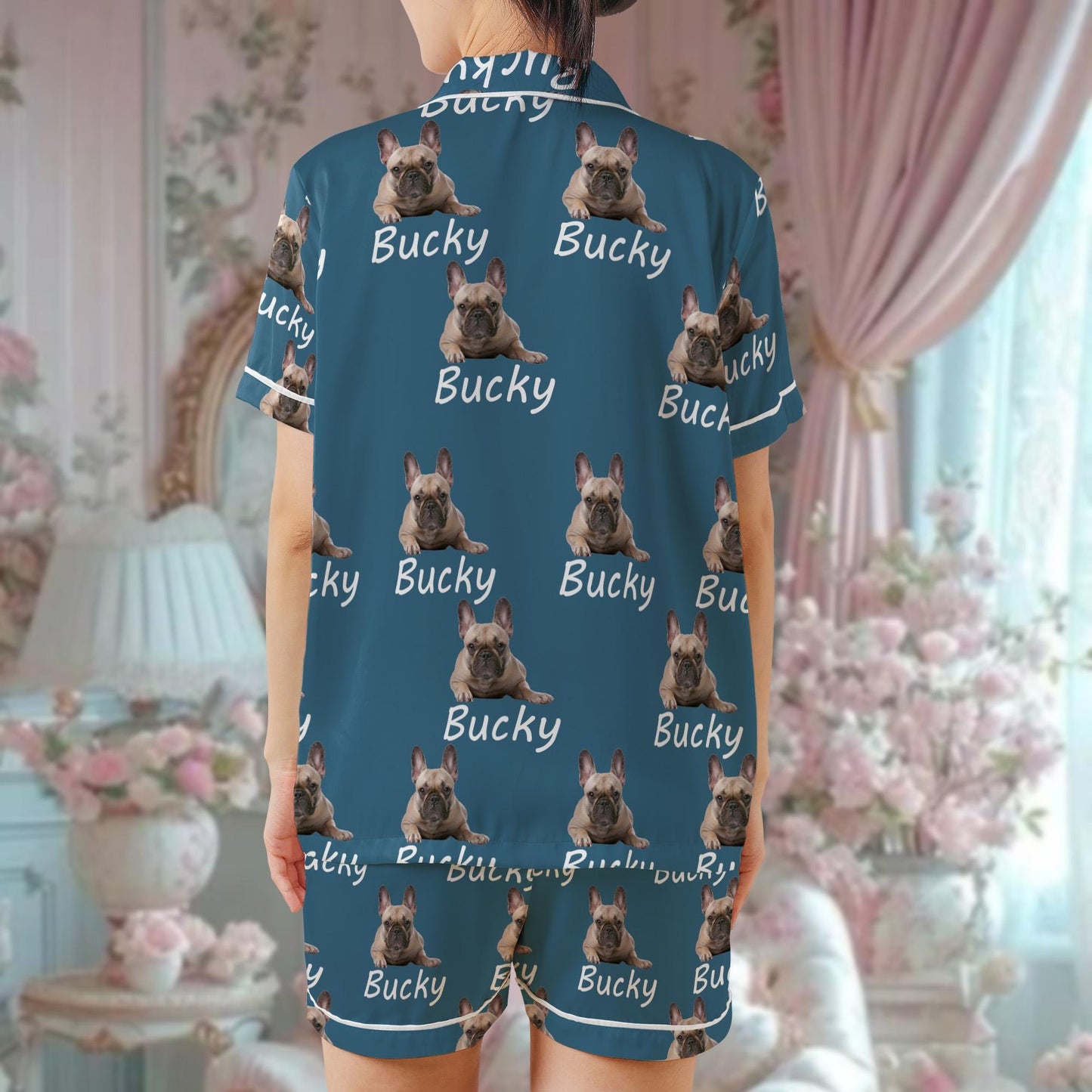 Custom Pet Portrait Pajama Set, Pet Photo + Name Custom Dog Sleepwear, Dog Mom Gift, Custom Pet Face Loungewear Set, Pet Lover Gift