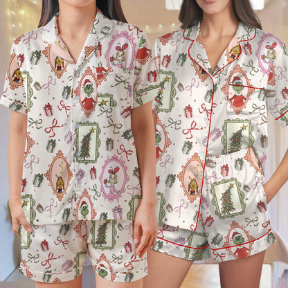 Grinch Christmas Pajama Set, Festive Grinch and Max Holiday Sleepwear, Festive Grinch and Max Holiday Loungewear, Mount Crumpit Grinchmas