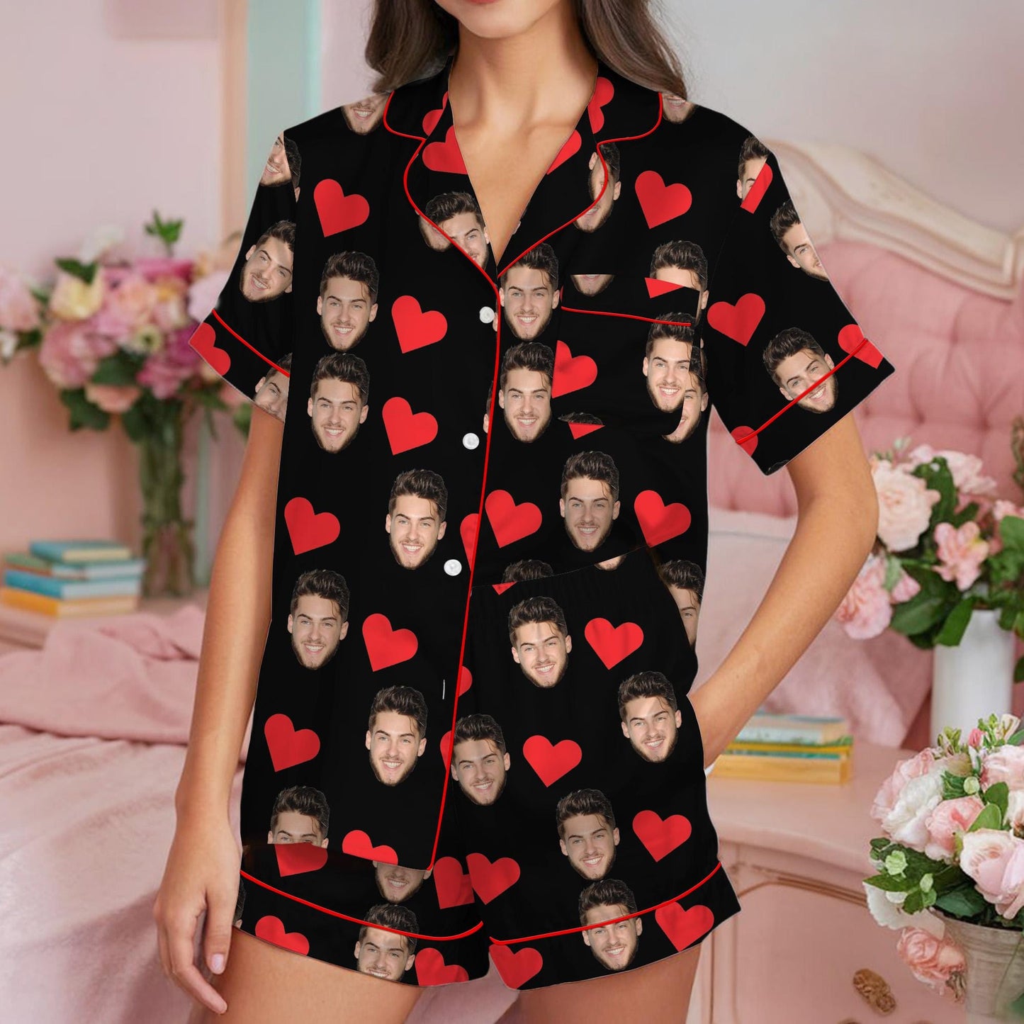 Custom Family Pajama Set, Face Sleepwear, Couple Face Pjs, Personalized Loungewear Set With Photo, Family Pajamas, Gifts for Wife Husband