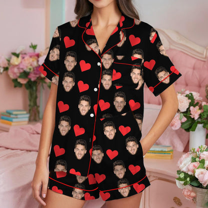 Custom Family Pajama Set, Face Sleepwear, Couple Face Pjs, Personalized Loungewear Set With Photo, Family Pajamas, Gifts for Wife Husband