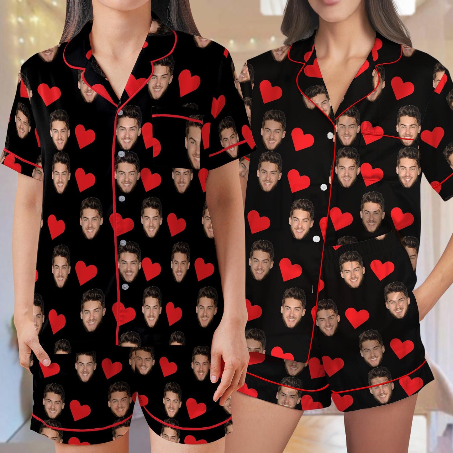 Custom Family Pajama Set, Face Sleepwear, Couple Face Pjs, Personalized Loungewear Set With Photo, Family Pajamas, Gifts for Wife Husband