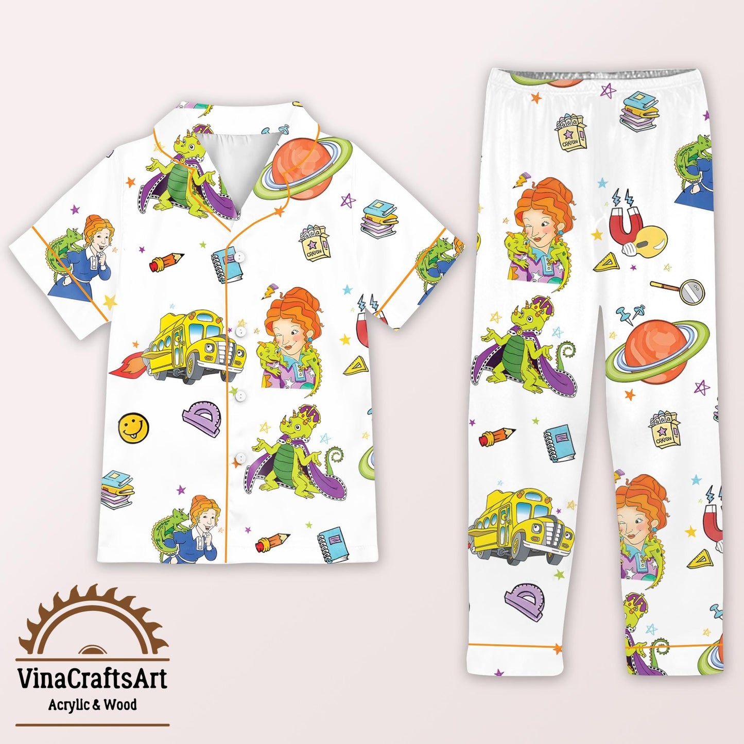 Take Chances Make Mistake Get Messy Pajamas Set, Teacher Appreciation Pajamas, Preppy School Teacher Loungewear, Teacher Gift Pajamas