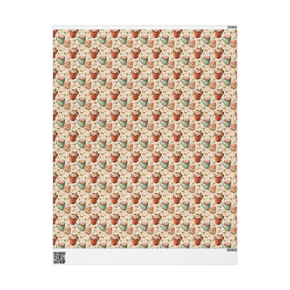 Vintage Christmas Wrapping Paper Roll, Scandinavian Retro Style Gift Wrap, Custom Holiday Paper Sheet #12