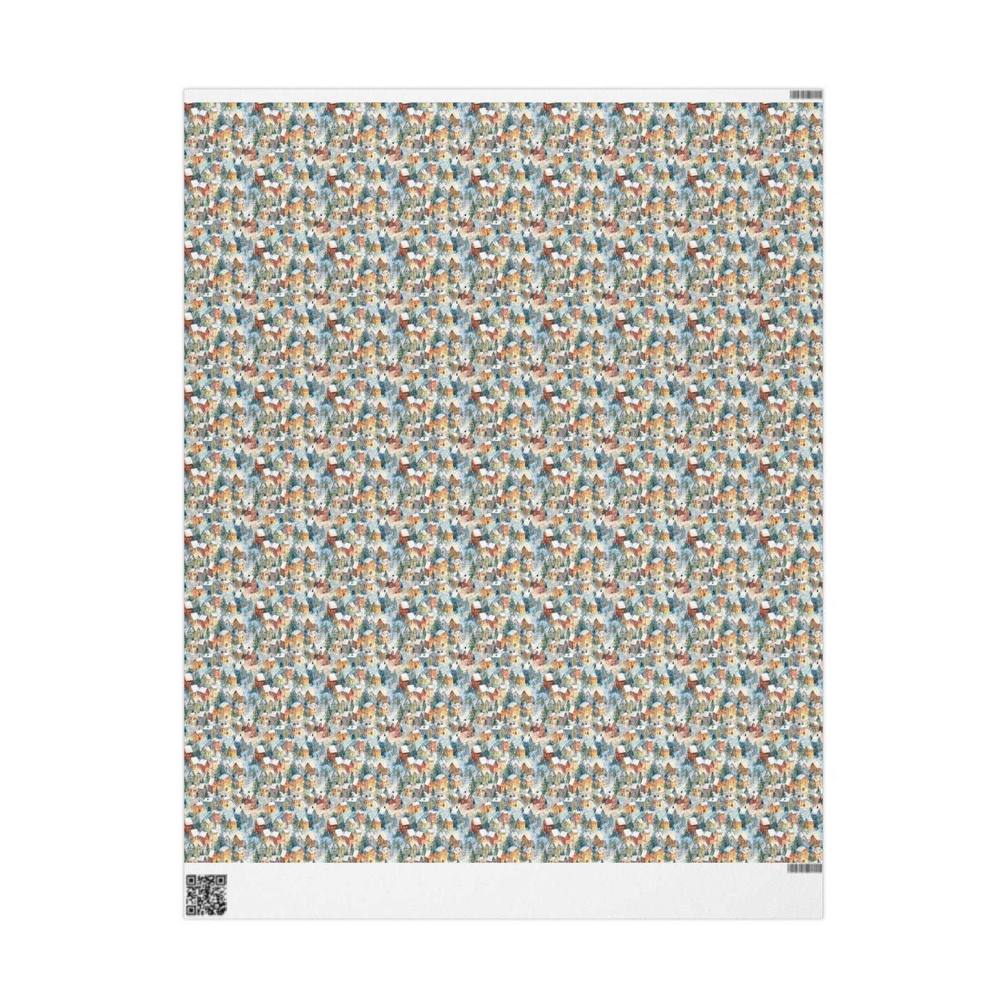 Vintage Christmas village Wrapping Paper Roll, Custom Holiday Gift Wrap, Retro Style Christmas Packaging Idea #8