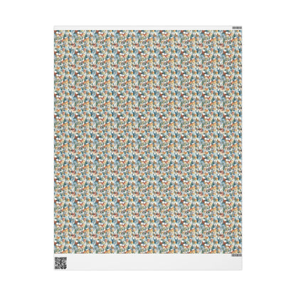 Vintage Christmas village Wrapping Paper Roll, Custom Holiday Gift Wrap, Retro Style Christmas Packaging Idea #8