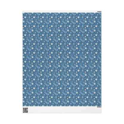 Retro Christmas Wrapping Paper Roll, Vintage Style Blue Christmas Gift Wrap, Custom Nordic Christmas Packaging #18