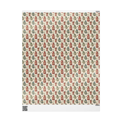 Vintage Christmas Wrapping Paper, Retro Holiday Wrap Roll, Custom Scandinavian Christmas Theme #22