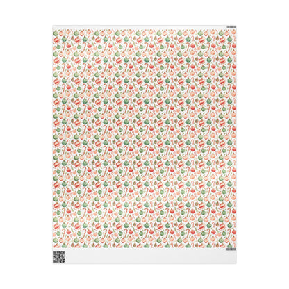 Christmas Wrapping Paper Roll, Retro Vintage Gift Wrap, Custom Printed Holiday Paper for Wrapping #24