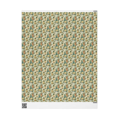 Retro Christmas Wrapping Paper, Vintage Style Wrap Roll, Retro Gift Packaging for the Holidays #21