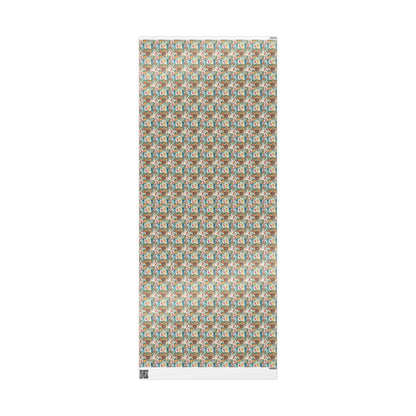 Vintage Christmas Wrapping Paper Roll, Holiday Gift Wrap with Retro Design, Custom Printed Paper #19