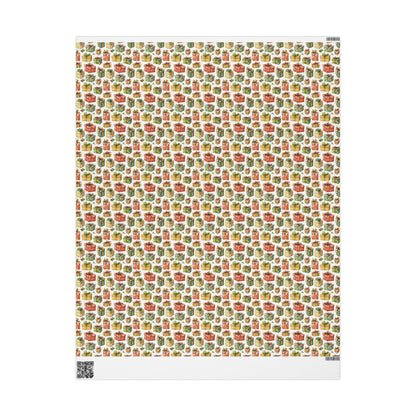 Vintage Christmas Wrapping Paper Roll, Custom Retro Holiday Gift Wrap with Swedish-Inspired Print #26