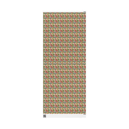 Retro Christmas Wrapping Paper Roll, Custom Vintage Style Holiday Wrap, Nordic Christmas Gift Design #27