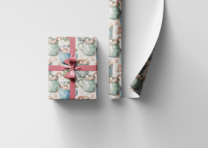 Retro Christmas Wrapping Paper, Vintage Holiday Wrap Roll, Custom Printed Christmas Gift Paper #14